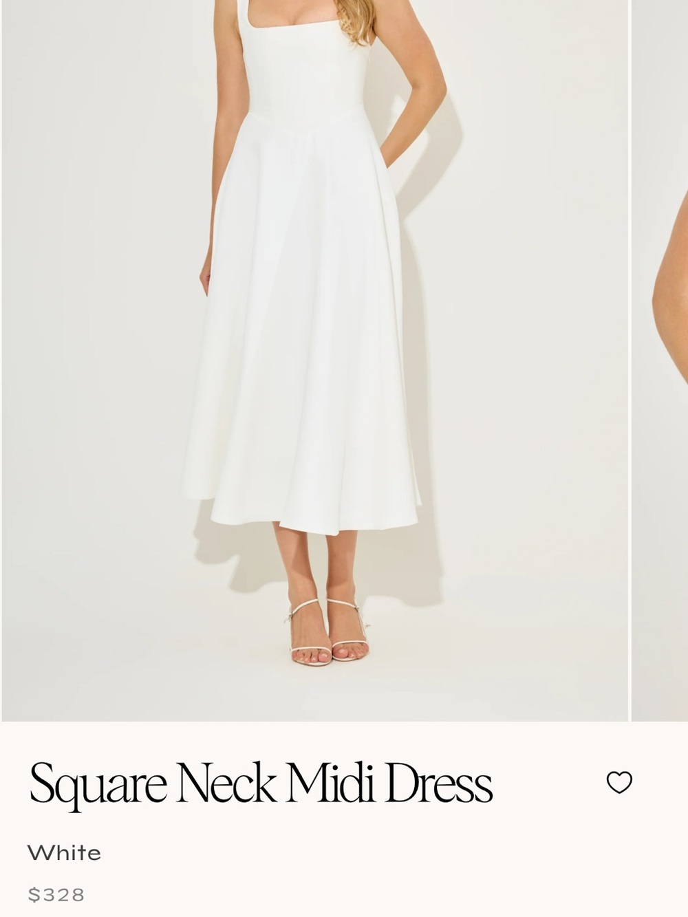 Square Neck Midi Dress in White